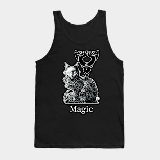 Magic Black Cat - White Outline Version - Magic Quote Tank Top